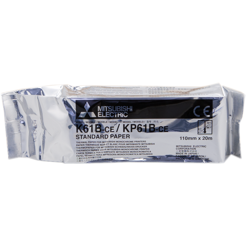 Mitsubishi Papel Blanco K61b Kp61b-Ce Papel Térmico, Rollo, 110mm X 20m