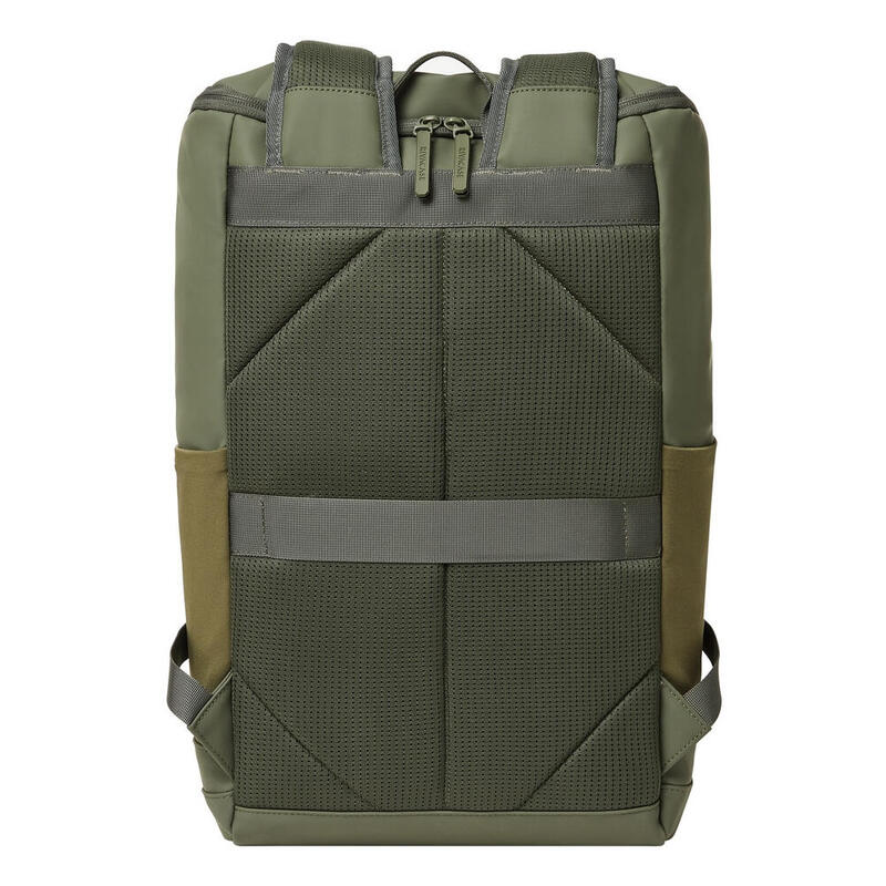 Mochila Rivacase Eden De Viaje Oliva Cuero Pu, Poliéster, Tereftalato De Polietileno Reciclado (Rpet)