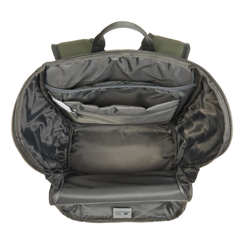 Mochila Rivacase Eden De Viaje Oliva Cuero Pu, Poliéster, Tereftalato De Polietileno Reciclado (Rpet)