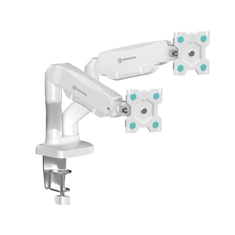 Soporte Onkron G-160-W De Escritorio Giratorio E Inclinable Para Dos Monitores De 13-32", Máx. 8 Kg, Con Rotación, Blanco