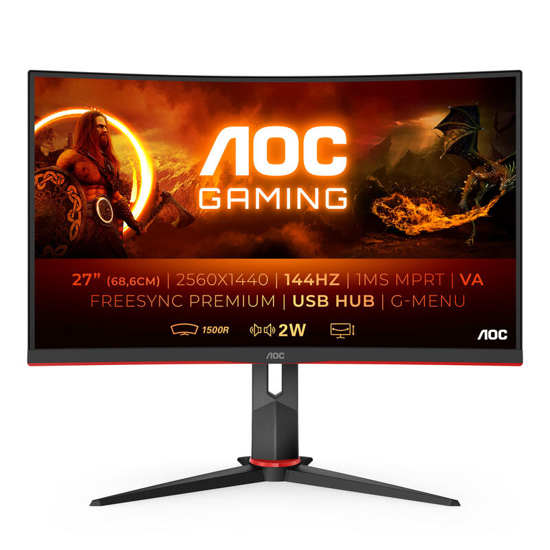 Monitor Aoc 27" Cq27g2u/Bk 16:09 Hdmi+Dp+Usb