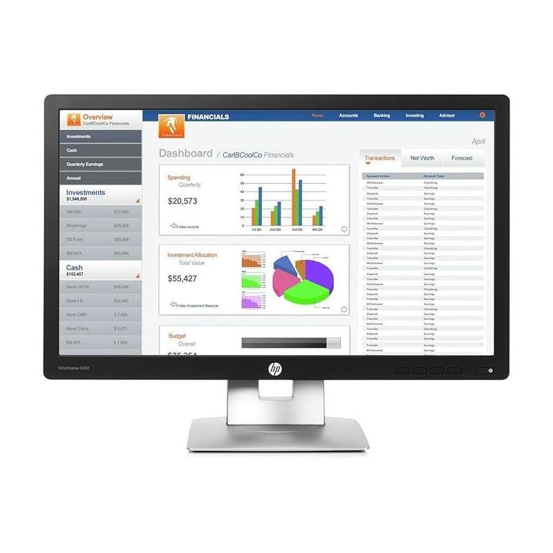 Monitor Reacondicionado 23" Hp E232 Led Ips 16:9 - (1920x1080)/Ha/Ti/Sw/Pi/Vga/Dp/Hdmi/Hdcp 1 Año De Garantia