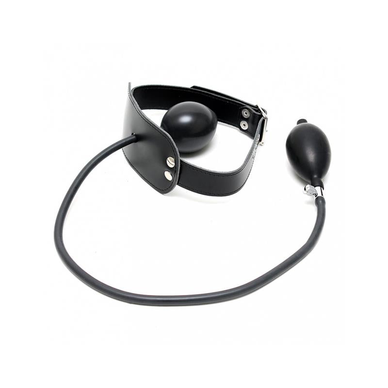 Mordaza Cuero Con Globo Inflable Y Bomba Ajustable