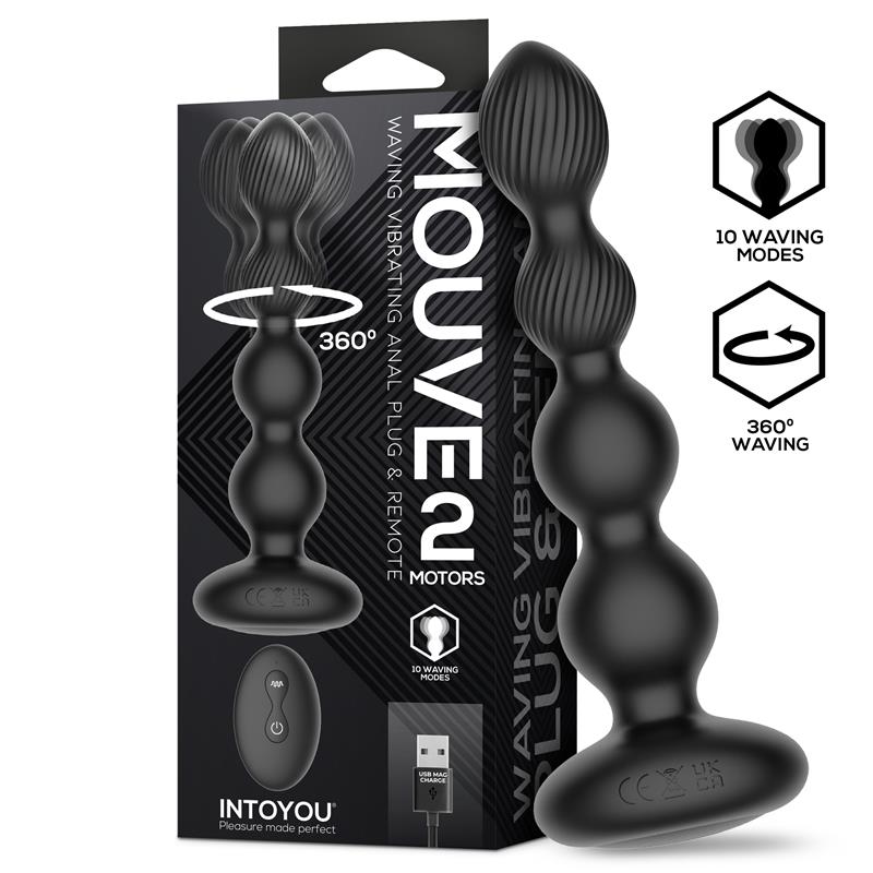 Mouve Plug Anal Con Waving Y Vibración Con Control Remoto 2 Motores