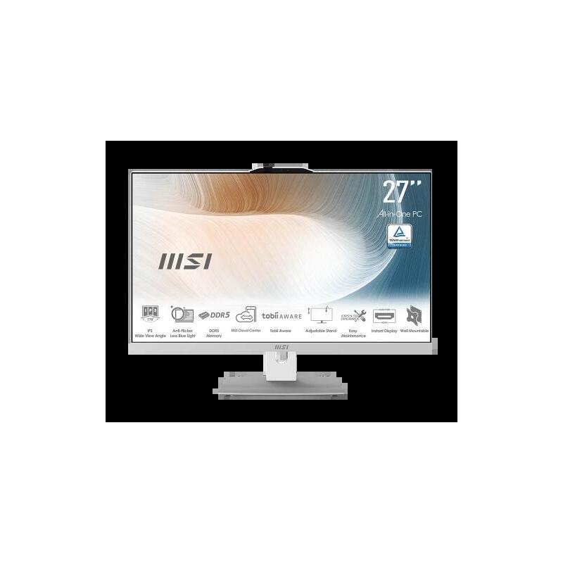 Msi Aio Modern Am272p 1m-1423eu. 27" Ips Led Fhd. Intel Iris Xe Graphics. So-Dimm Ddr5 16gb (8gb*2). 512g M.2 Pcie Ssd. W11 Pro.Blanco