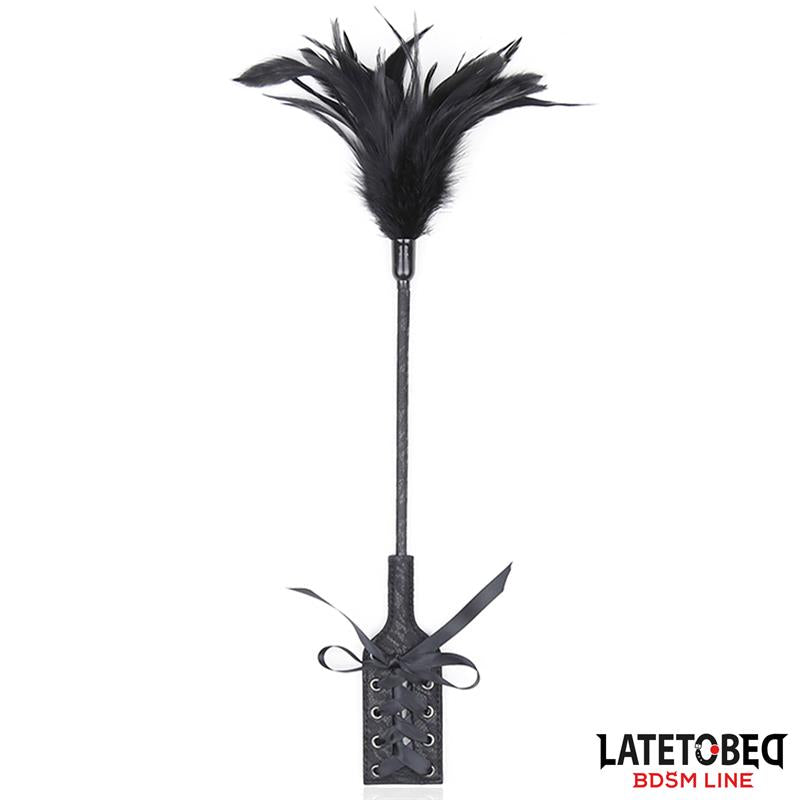 Multi Feathers Tickler And Lace Ribbon Paddle Comb