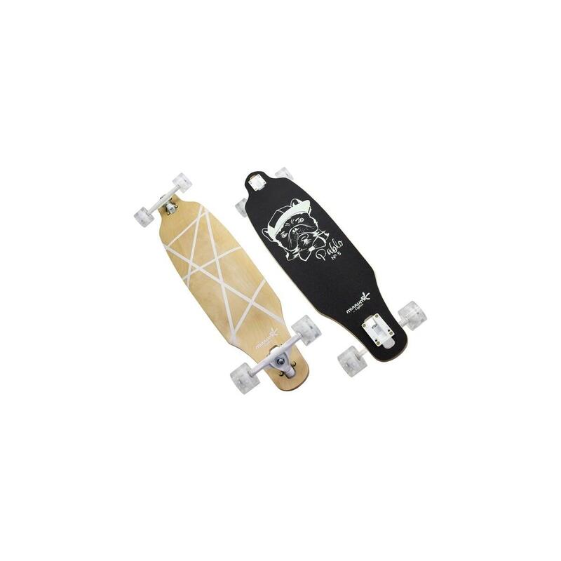 Muuwmi Lights Longboard Glow Abec 7 Pablo, Monopatín Negro/Verde, Con Ruedas Ligeras Y Efecto Resplandor 4260341186252.0