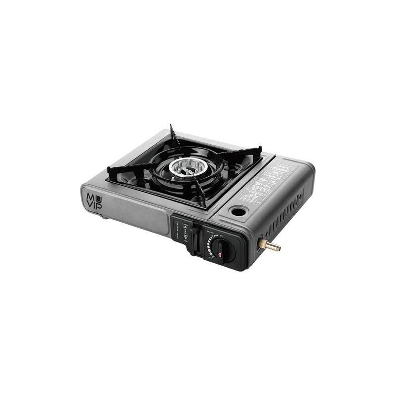 Muvip Cocina De Gas Portatil 1 Fuego Con Adaptador De Botella Externa - Encendido Automatico - Quemador De Aluminio - Valvula Doble Sellado - Maleta De Transporte