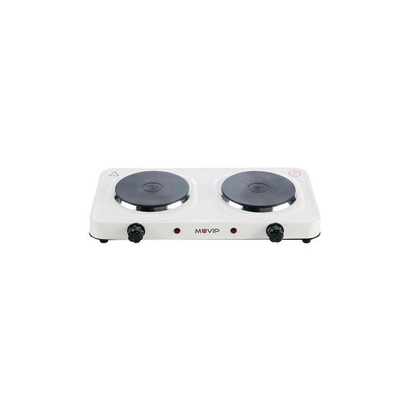Muvip Cocina Electrica De 2 Placas 2000w - 5 Niveles De Potencia - Termostato Con Sistema De Seguridad