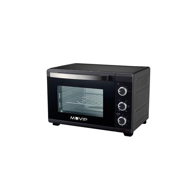 Muvip Horno 1600w 25l - Regulador De Temperatura 100º-230º - Exterior De Acero Con Revestimiento - Selector De Tiempo - Puerta De Cristal Templado