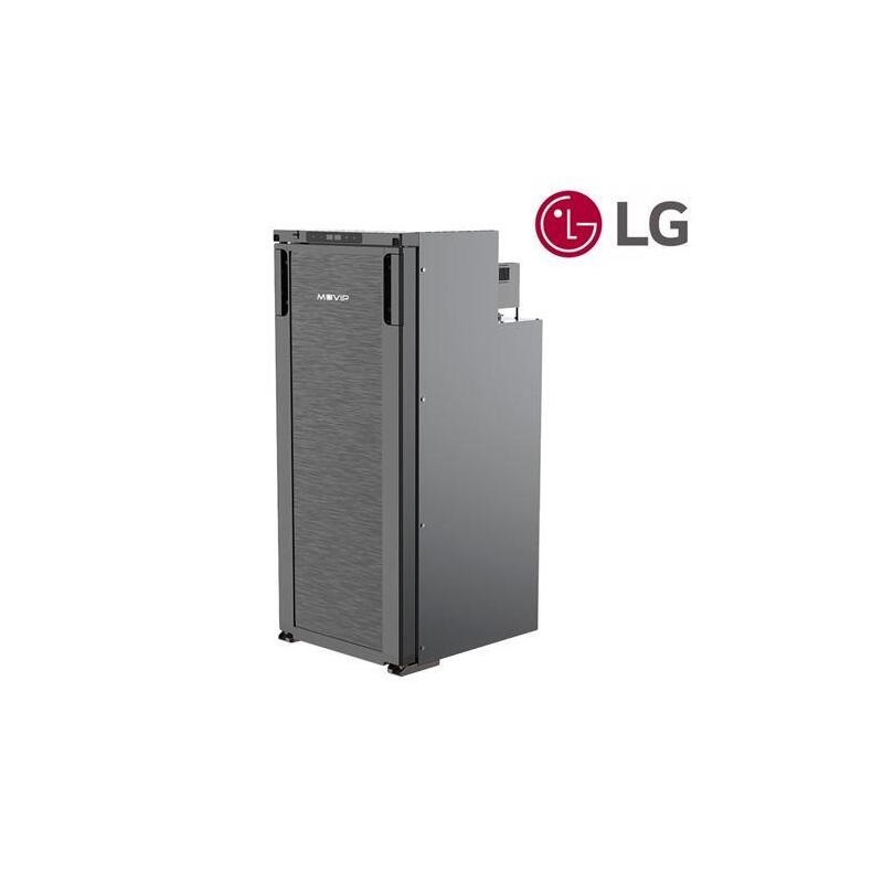 Muvip Nevera Fija Con Compresor Lg 90l - Conexion 12/24/220v - Proteccion De Bateria - Luz Led - Control De Temperatura - Doble Zona De Frio - Color Gris