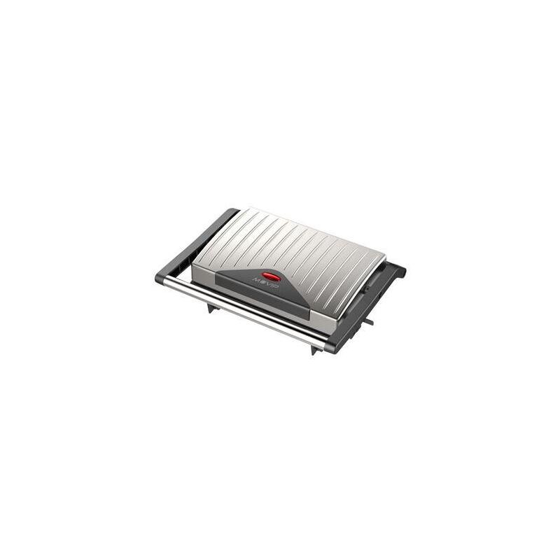 Muvip Sandwichera Inox Placa Lisa 750w - Placa Superior Basculante - Presion Uniforme - Asa Tacto Frio