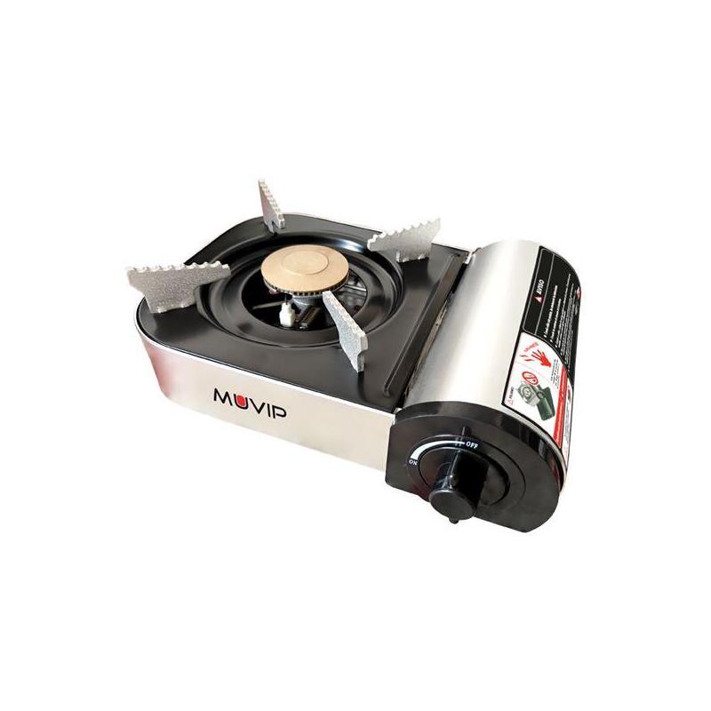 Muvip Serie Small Cocina De Gas Portatil 1 Fuego - Encendido Automatico - Quemador De Aluminio Y Cobre - Valvula Doble