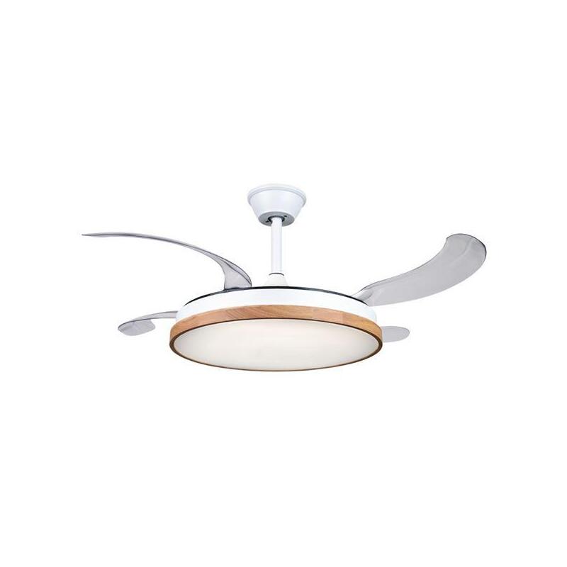 Muvip Ventilador De Techo Retractil - 30w - Luz Led Hasta 6000k - Temporizador - 6 Velocidades - Madera