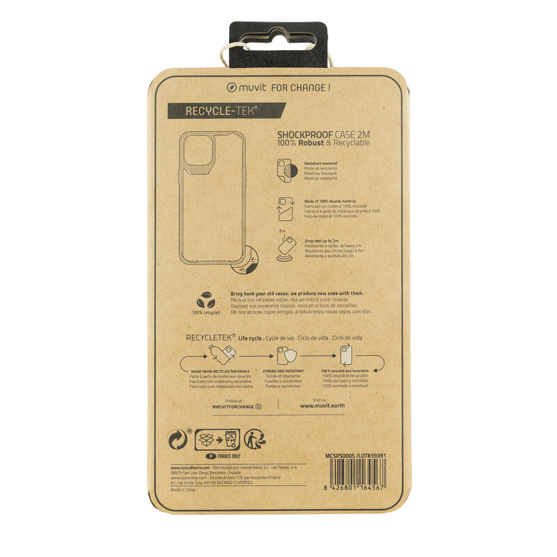 Muvit For Change Funda Apple Iphone 12/12 Pro Shockproof 2m Transparente/Negro