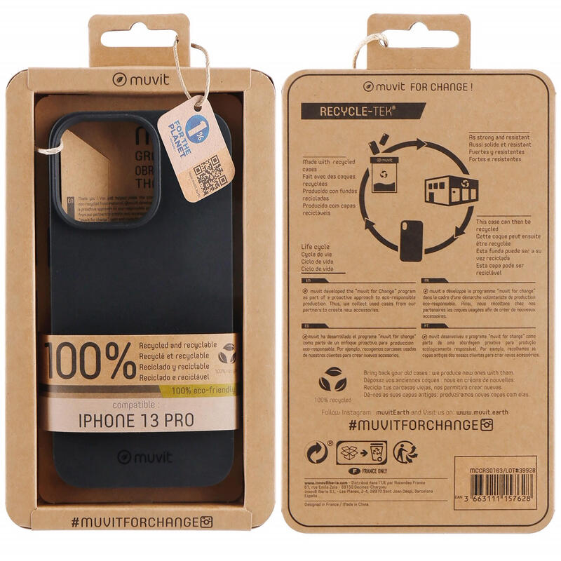 Muvit For Change Funda Apple Iphone 13 Pro Recicletek Negra
