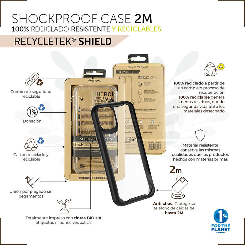 Muvit For Change Funda Shockproof 2m Compatible Con Apple Iphone 14 Transparente