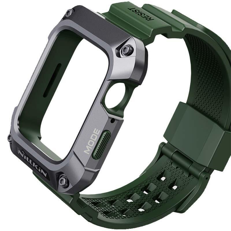 Nillkin Carcasa+Correa Dynaguard Apple Watch 45mm Gris+Verde - Compatible Con Apple Watch 7/8