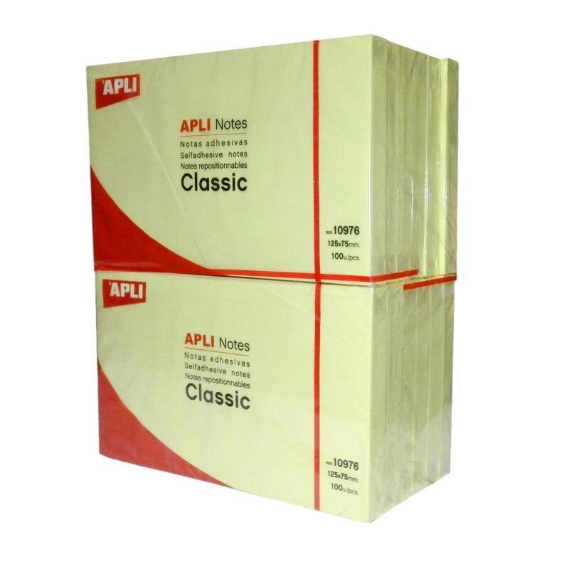 Notas Adhesivas Apli 10976 12.5 X 7.5cm Bloc De 100, Pack De 12 Unidades