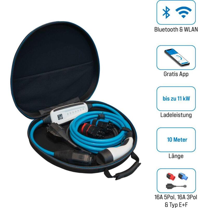 Nrgkick Mobile Wallbox 16a 10m Set Optimal Blanco, 11 Kw, Cable De 10 Metros, Wifi + Bluetooth, Con 3 Enchufes + Bolsa 17101093