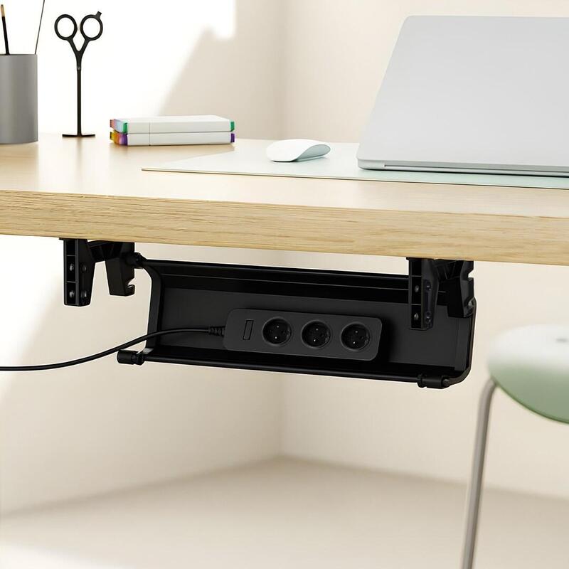 Organizador Maclean Para Cables/Extensiones Bajo Escritorio, Carga Máx. 5 Kg, Negro, Mc-106 B