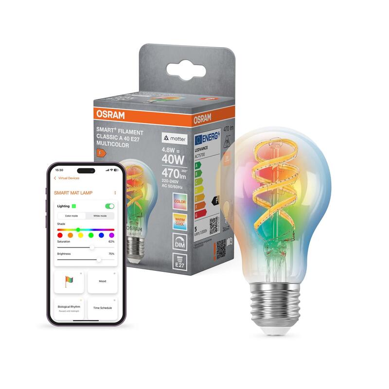 Osram Smart+ Matter Classic A Fil 40 Dim 4,8w Rgbw E27