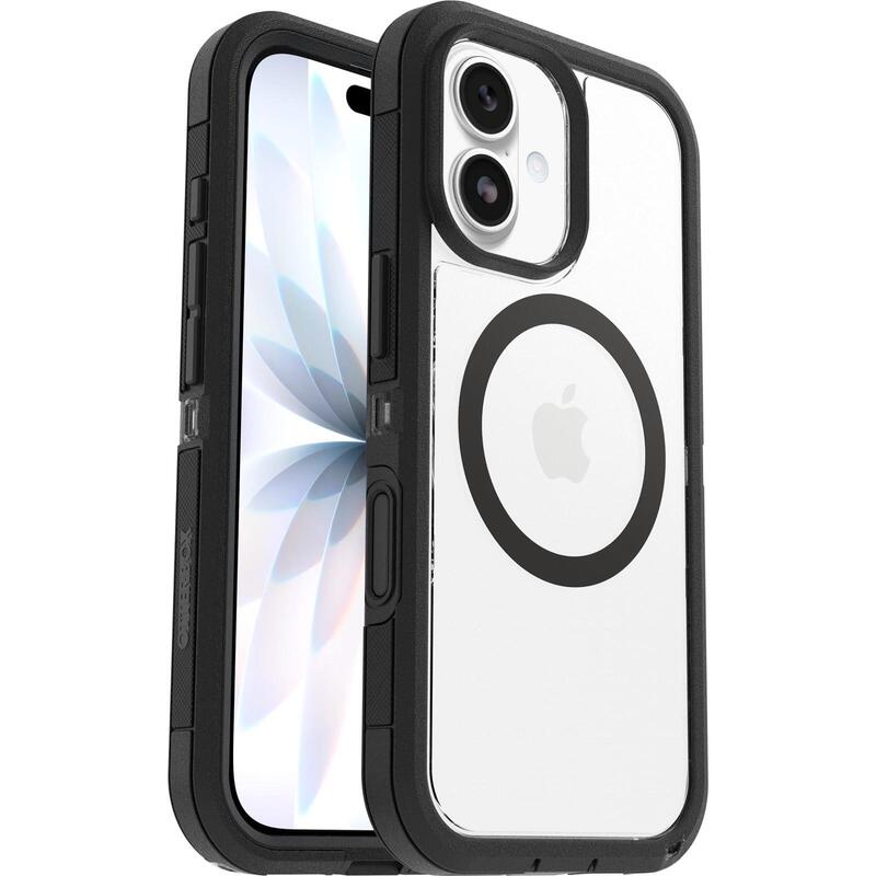 Otterbox Defender Series Pro Xt Carcasa Trasera Para Teléfono Móvil Resistente Imanes Con Control De Cámara Compatibilidad Con Magsafe Capa De Policarbonato Elastómero Termoplástico (Tpe) Lado Oscuro (Transparente/Negro) Para Apple Iphone A