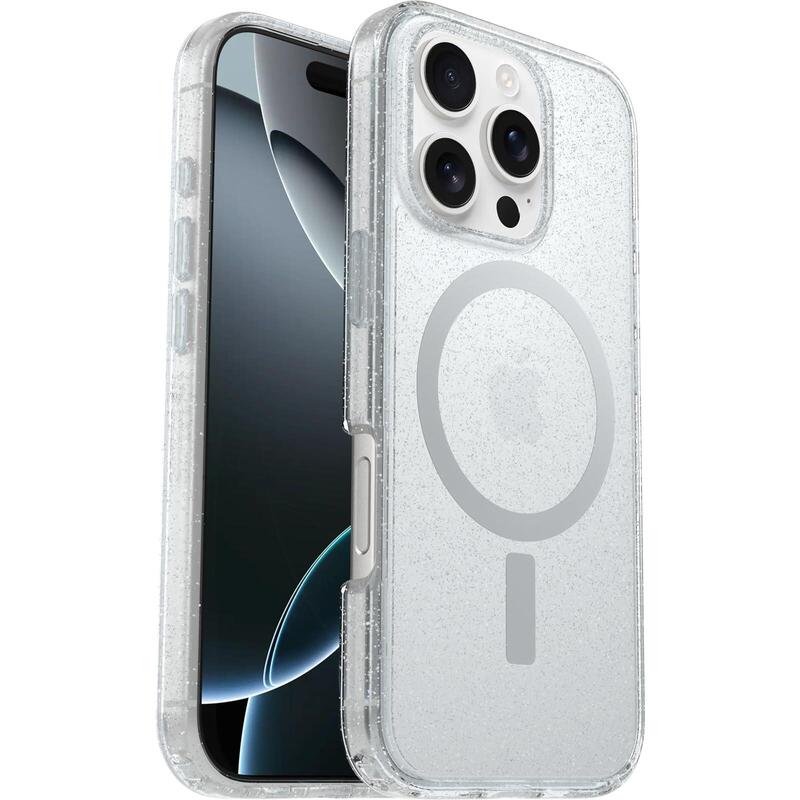 Otterbox Symmetry Series Clear Carcasa Trasera Para Teléfono Móvil Compatibilidad Con Magsafe Capa De Policarbonato Elastómero Termoplástico (Tpe) Polvo Estelar 3.0 (Transparente) Para Apple Iphone 16 Pro