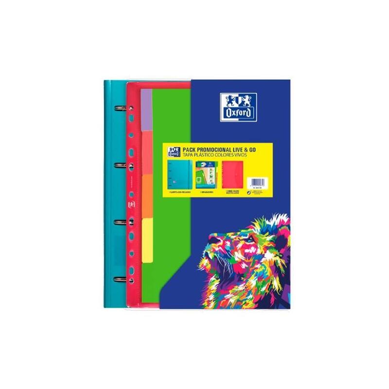 Oxford Carpeta Anillas Europeanbinder Live&Go 4x35mm C/Recambio A4+ 5x5mm T/Plástico C/Surtidos Vivos