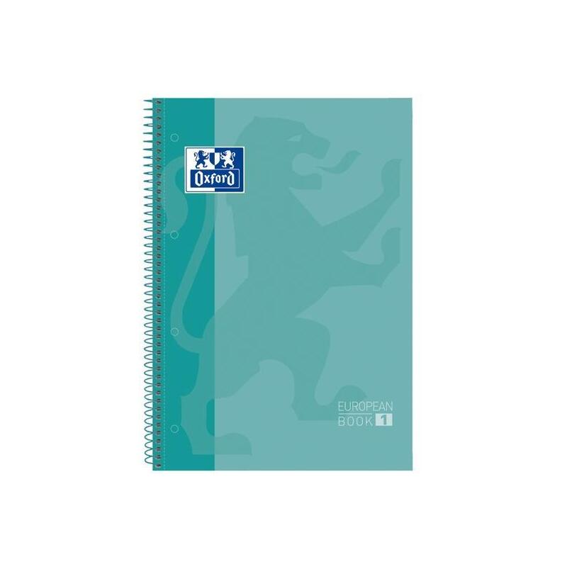 Oxford Cuaderno Europeanbook 1 Microperforado 80 Hojas 1 Linea Tapas Extraduras Classic A4+ Ice Mint -5u-