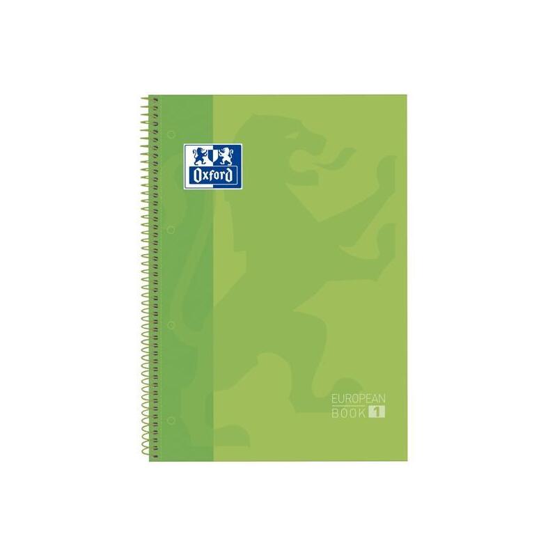 Oxford Cuaderno Europeanbook 1 Microperforado 80 Hojas 1 Linea Tapas Extraduras Classic A4+ Verde Manzana -5u-