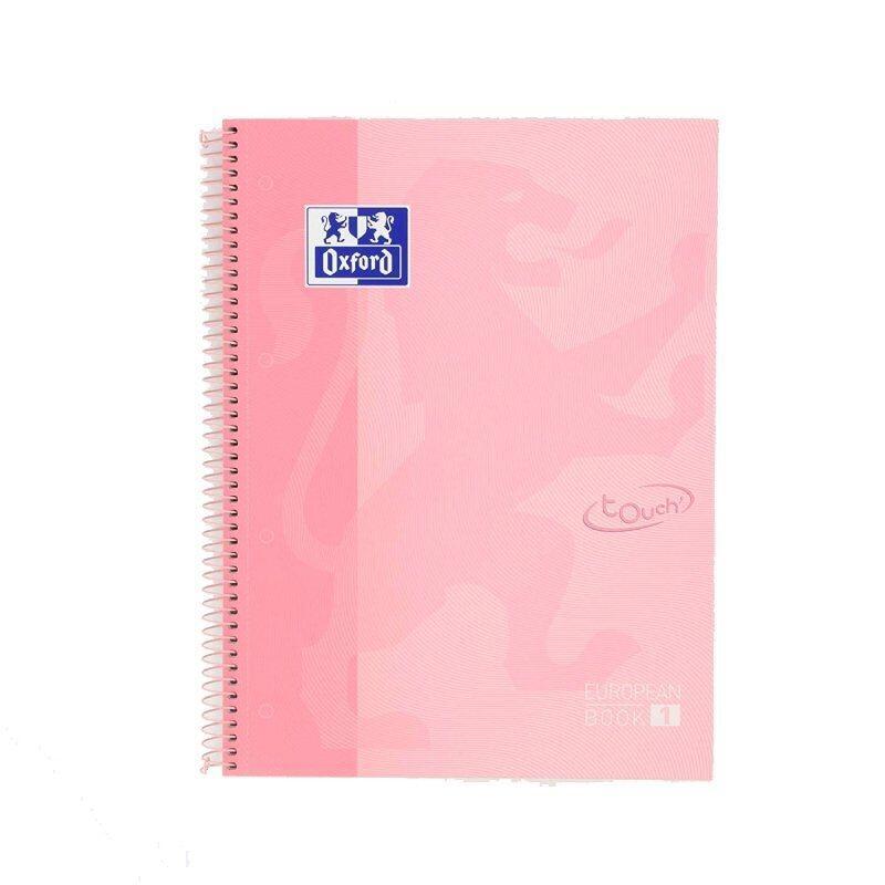 Oxford Cuaderno Europeanbook 1 Microperforado 80 Hojas 5x5 Tapas Extraduras Touch A4+ Flamingo Pastel -5u-