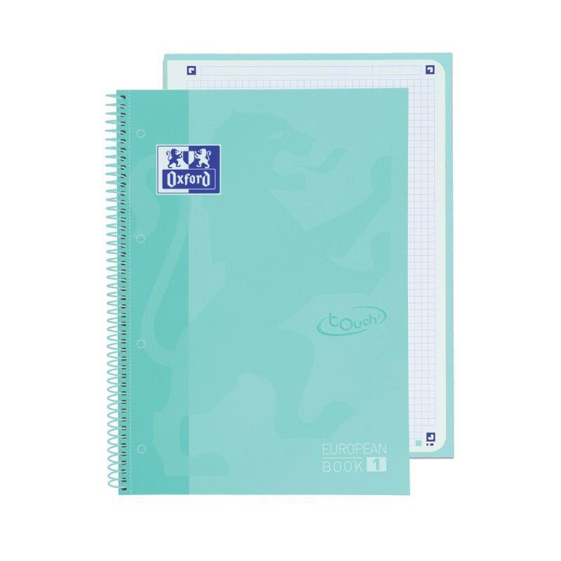 Oxford Cuaderno Europeanbook 1 Microperforado 80 Hojas 5x5 Tapas Extraduras Touch A4+ Menta Pastel -5u-