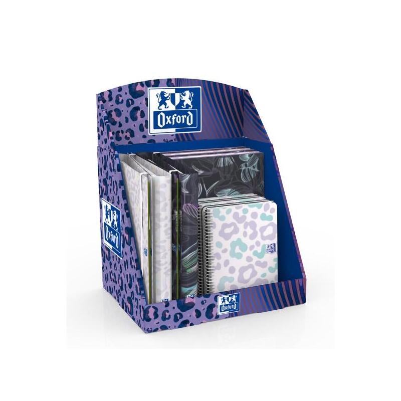 Oxford Dream Tech Expositor Con 14 Productos - 5 Cuadernos De Espiral A4+ - 5 Cuadernos De Espiral A5+ - 4 Carpetas De