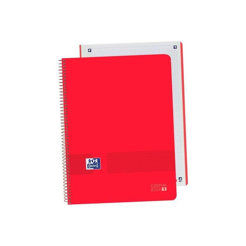 Oxford Live&Go Cuaderno Europeanbook 1 Espiral 80h 5x5 T/Plástico A4+ Azul Rojo -5u-