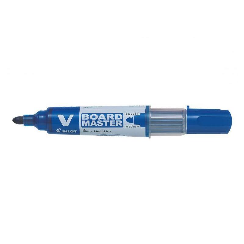 Pack 10 Unidades Pilot V-Board Master Begreen Rotulador Para Pizarra Blanca - Punta Redonda 6mm - Trazo 2.3mm - 91% Plastico Reciclado - Recargable - Color Azul