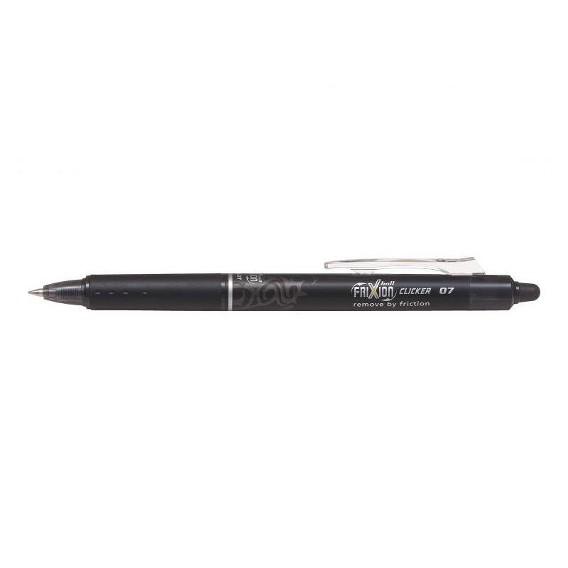 Pack 12 Unidades Pilot Boligrafo De Gel Borrable Retractil Frixion Clicker - Punta De Bola Redonda 0.7mm - Trazo 0.4mm - Grip Ergonomico - Color Negro