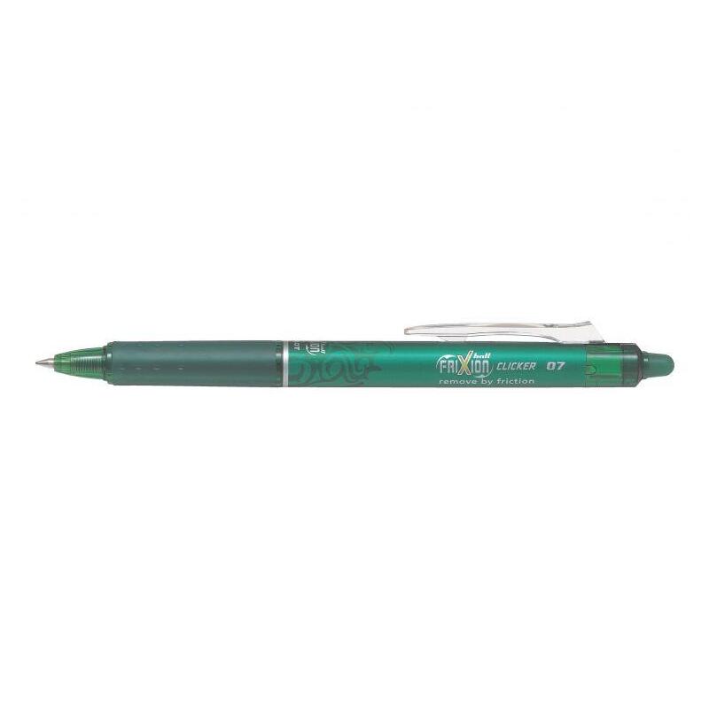 Pack 12 Unidades Pilot Boligrafo De Gel Borrable Retractil Frixion Clicker - Punta De Bola Redonda 0.7mm - Trazo 0.4mm - Grip Ergonomico - Color Verde