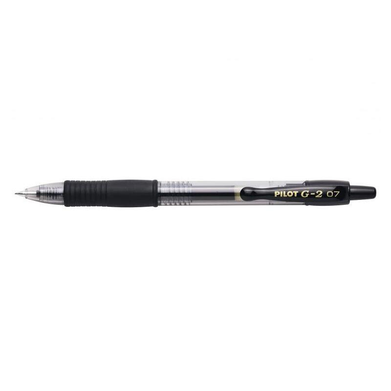 Pack 12 Unidades Pilot Boligrafo De Gel G2 Rollerball Retractil - Recargable - Punta De Bola Redonda 0.7mm - Trazo 0.32mm - Grip Ergonomico - Color Negro