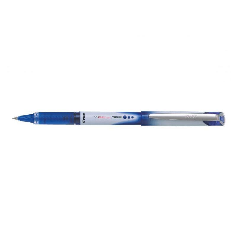 Pack 12 Unidades Pilot Boligrafo De Tinta Liquida V Ball Grip 05 - Punta De Bola Conica 0.5mm - Trazo 0.3mm - Grip De Goma - Color Azul