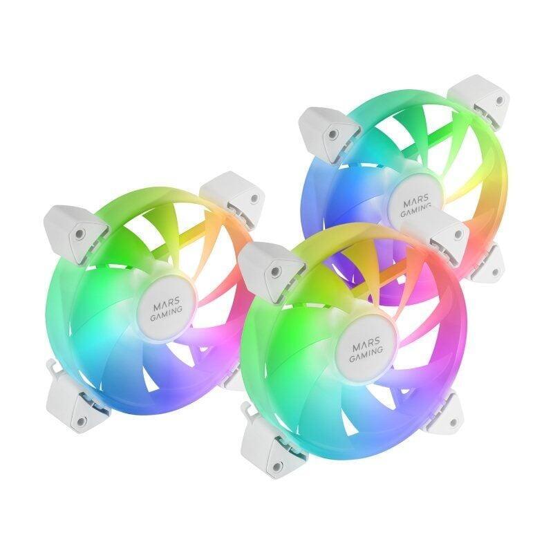 Pack 3 Ventiladores Mars Gaming Mf-3a 12cm Argb Blanco