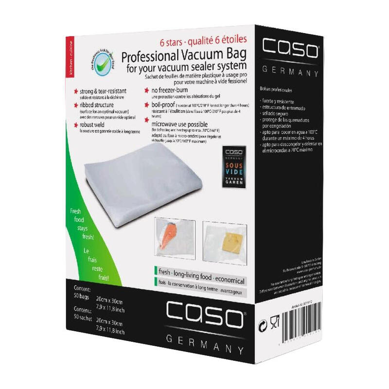 Pack 50 Bolsas Para Envasar Al Vacio Caso Design 1219 20*30cm Apto Para Cocer / Microondas