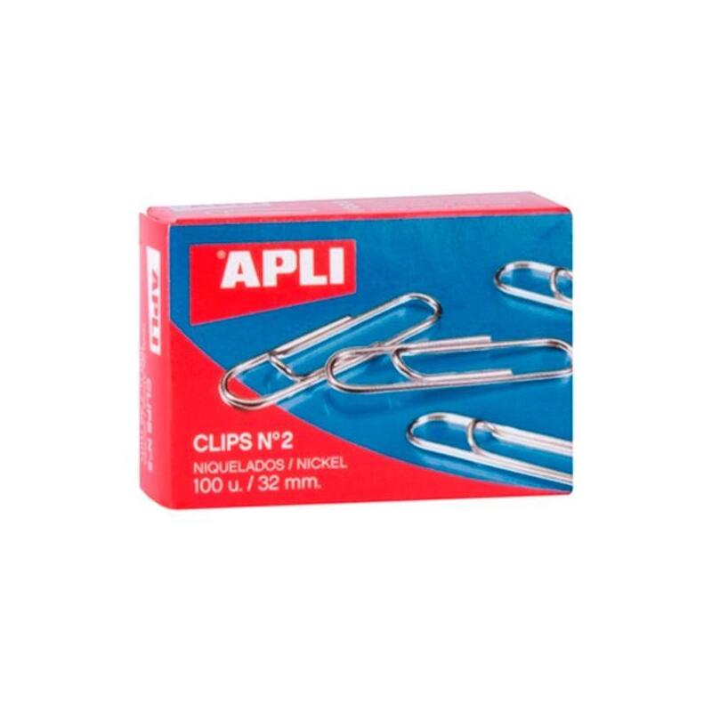 Pack De 10 Unidades Apli Clips Niquelados Nº 2 - 32mm Caja 100 Ud