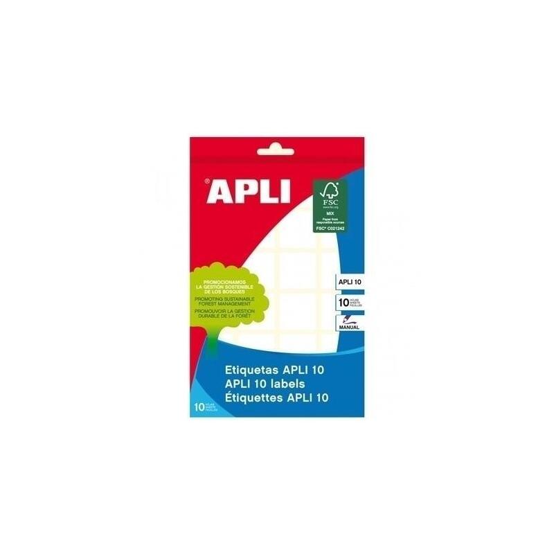 Pack De 10 Unidades Apli Etiquetas Adhesivas 13x50mm Escritura Manual C/Romos 21 X 10h Blanco