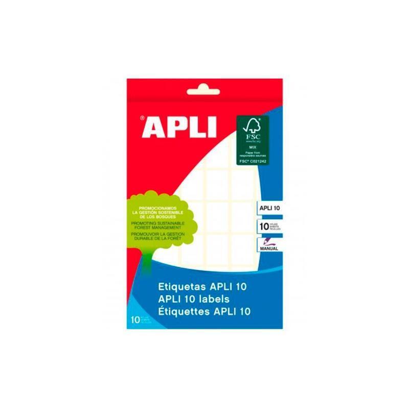 Pack De 10 Unidades Apli Etiquetas Adhesivas 16x22mm Escritura Manual C/Romos 42 X 10h Blanco