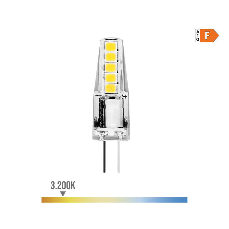 Pack De 10 Unidades - Bombilla Bi-Pin Silicona Led G4 12v 2w 180lm 3200k Luz Calida Ø1x3,7cm Edm
