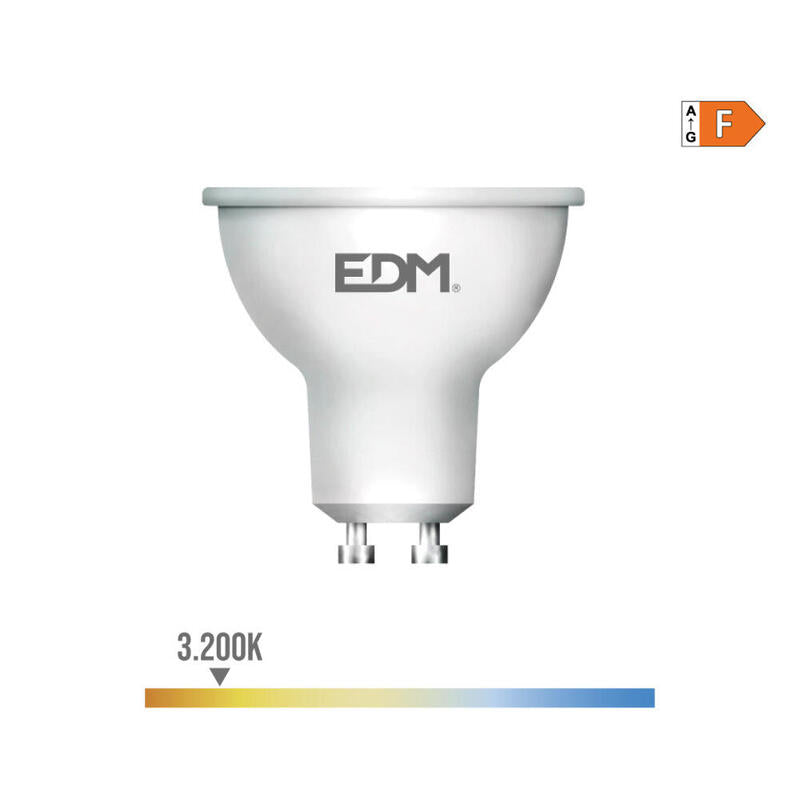 Pack De 10 Unidades - Bombilla Dicroica Led Gu10 7w 550lm 3200k Luz Calida 45° Ø5x5,5cm Edm