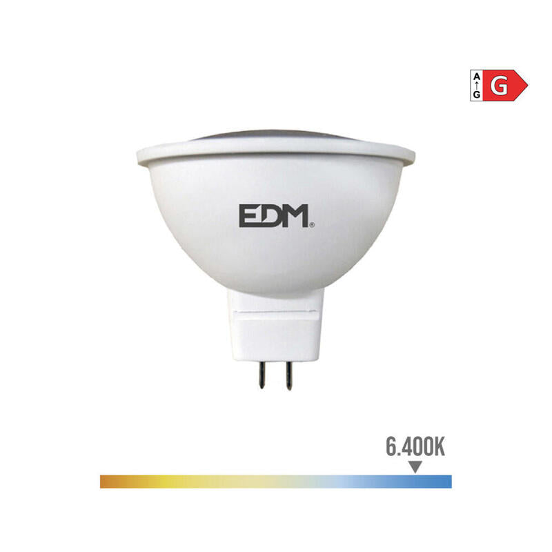 Pack De 10 Unidades - Bombilla Dicroica Led Mr16 (Gu5.3) 5w 12v 450lm 6400k Luz Fria Ø5x5cm Edm