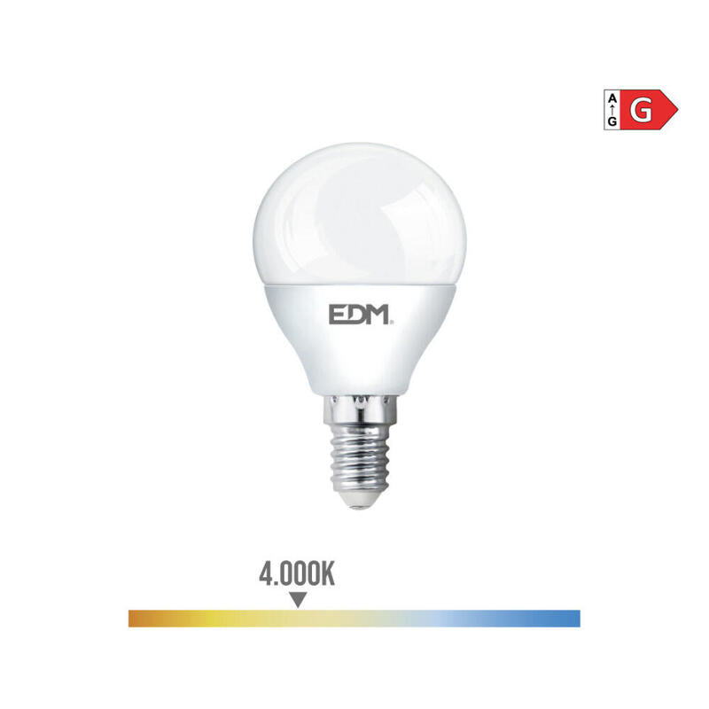 Pack De 10 Unidades - Bombilla Esferica Led E14 5w 400lm 4000k Luz Dia Ø4,5x8cm Edm