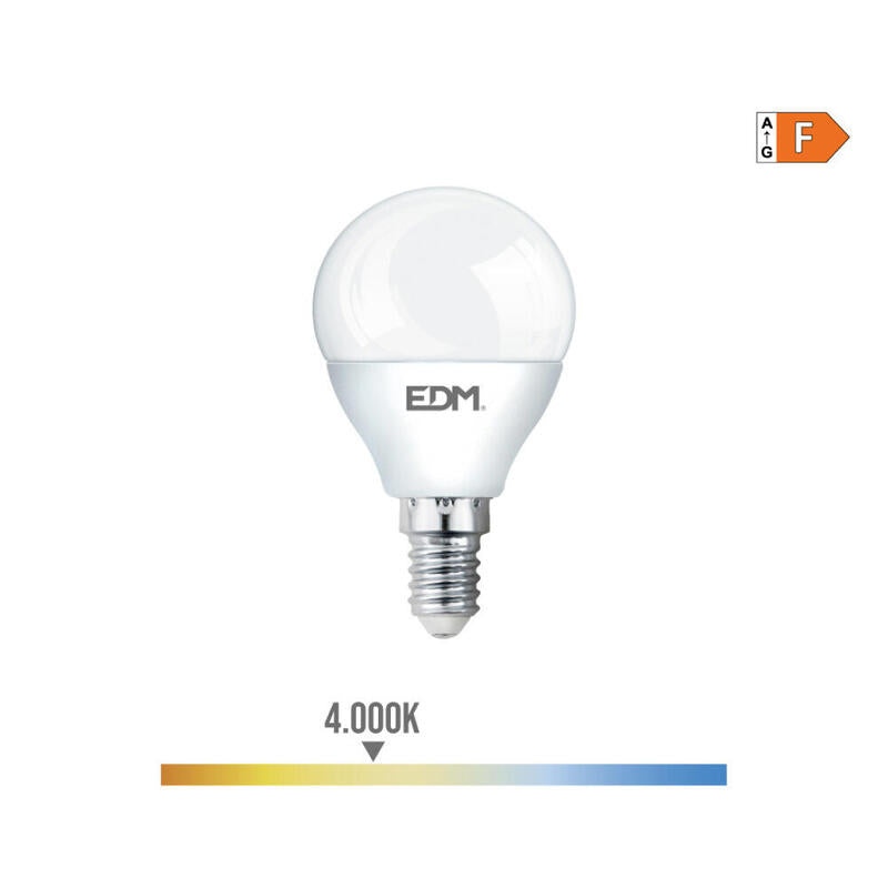 Pack De 10 Unidades - Bombilla Esferica Led E14 7w 600lm 4000k Luz Dia Ø4,5x8,2cm Edm